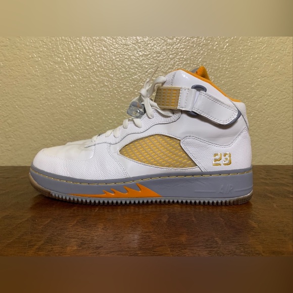 Air Jordan Retro 5/ Air Force 1 AJF5 Fusion Size 12 Orange & White Sneakers - Picture 8 of 14